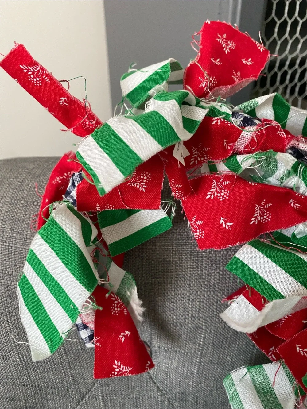 Christmas Red & Green Stripe Holiday Door Garland Candy Cane Shaped